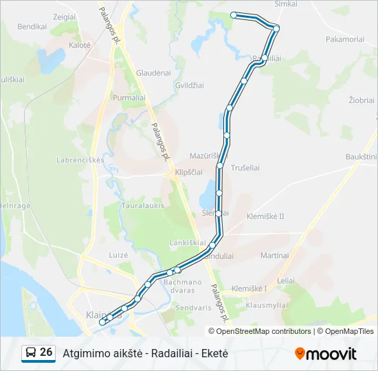 Автобус 26: карта маршрута