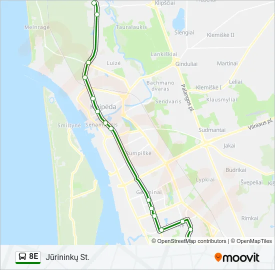 8E Bus Line Map