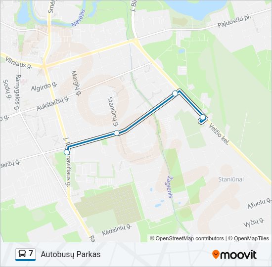 7 autobusas kelionės žemėlapis