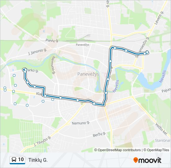 10 autobusas kelionės žemėlapis