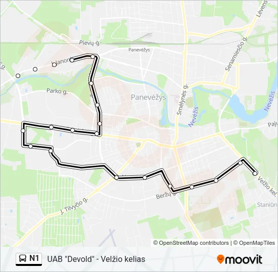 Автобус N1: карта маршрута