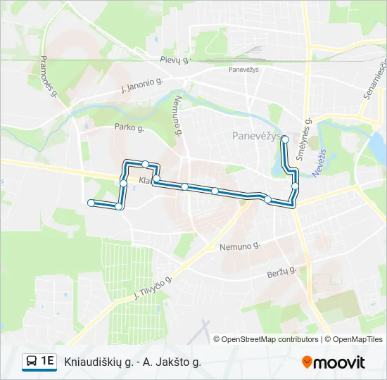 1E Bus Line Map