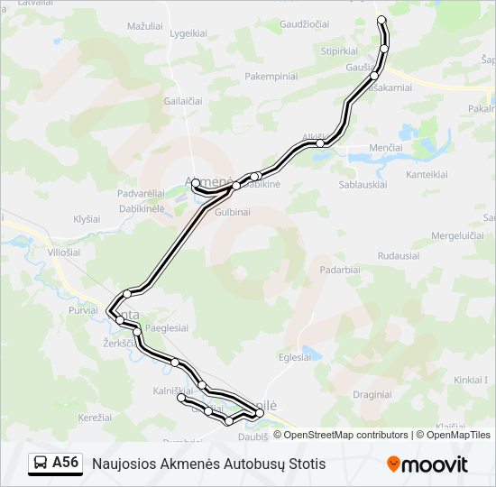 Автобус A56: карта маршрута