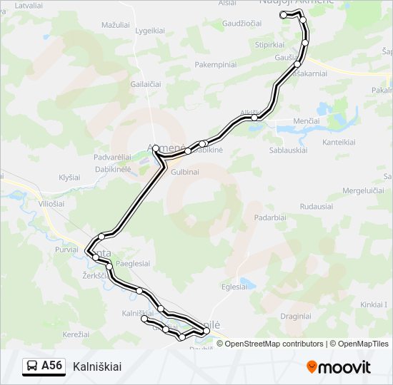 Автобус A56: карта маршрута