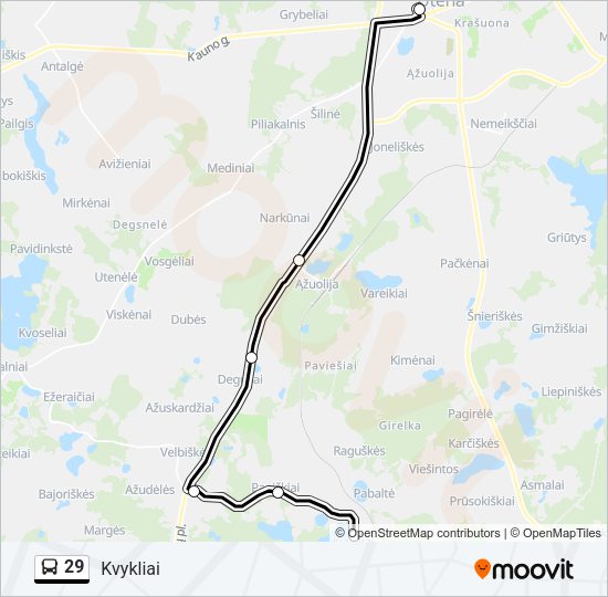 Автобус 29: карта маршрута