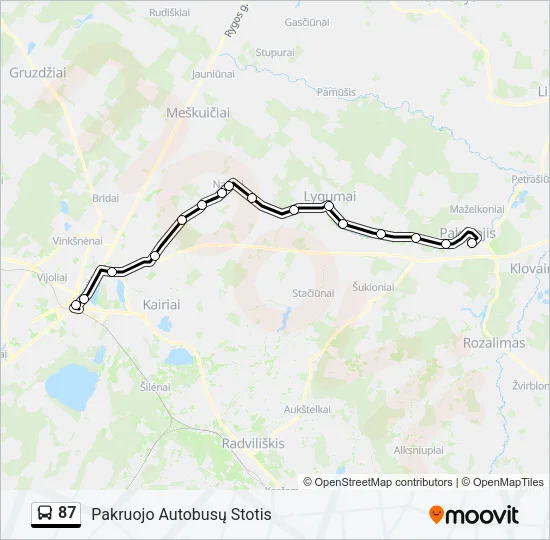 Автобус 87: карта маршрута