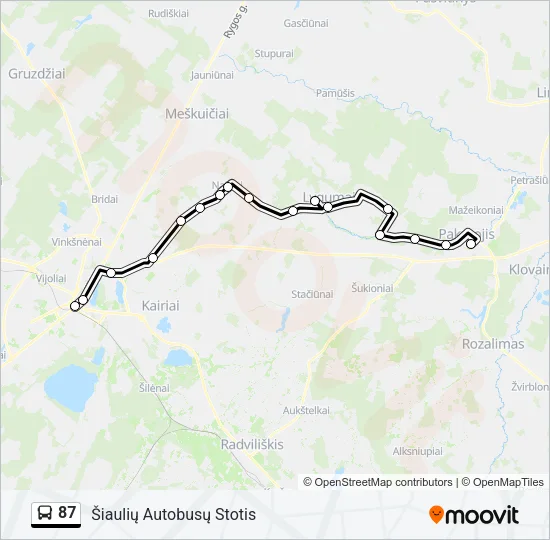 Автобус 87: карта маршрута