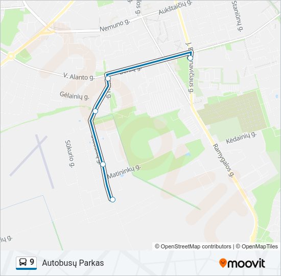 Автобус 9: карта маршрута