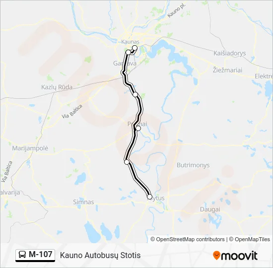Автобус M-107: карта маршрута