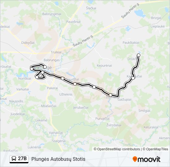 Автобус 27B: карта маршрута