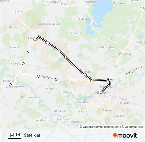 Автобус 14: карта маршрута
