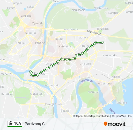 10A Trolleybus Line Map