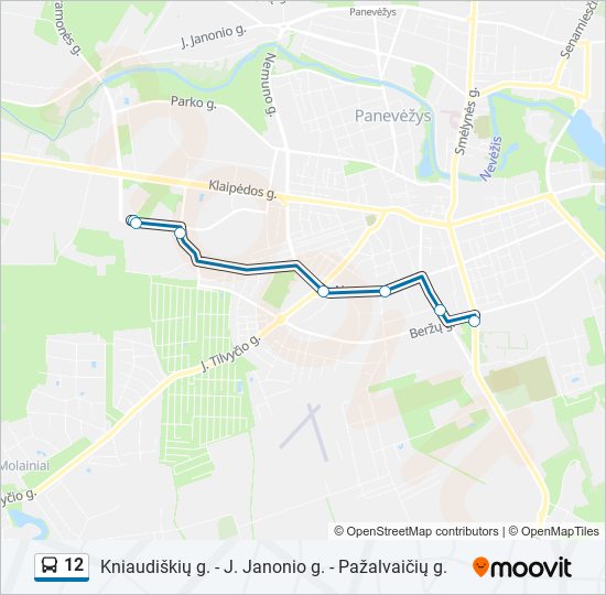 12 autobusas kelionės žemėlapis