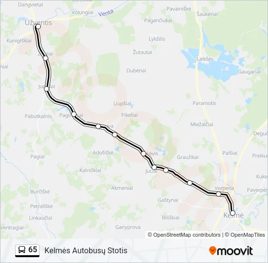 Автобус 65: карта маршрута