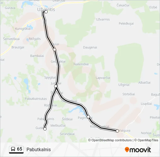 Автобус 65: карта маршрута