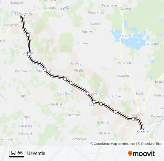 65 Bus Line Map