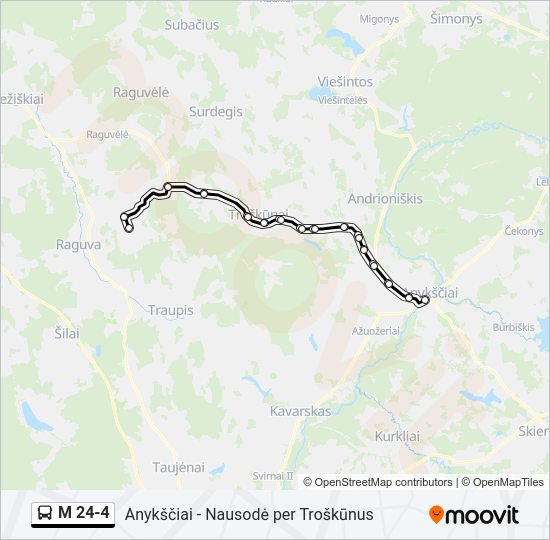 M 24-4  kelionės žemėlapis