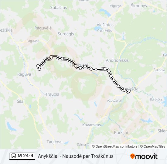 Автобус M 24-4: карта маршрута