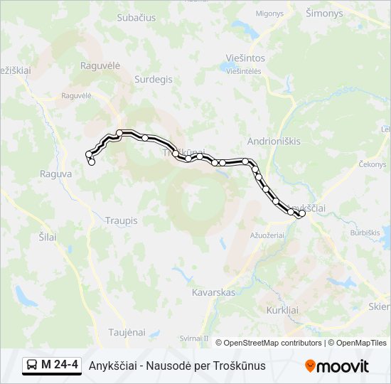 Автобус M 24-4: карта маршрута