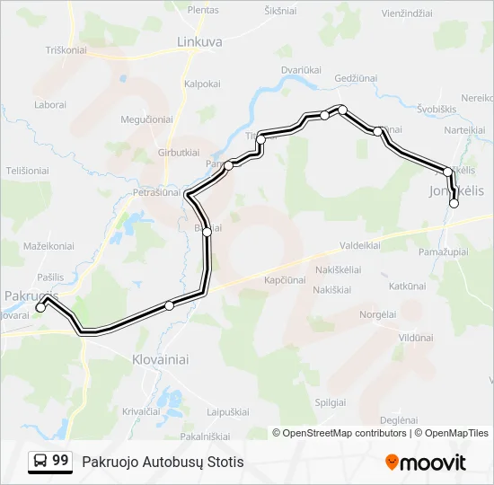 Автобус 99: карта маршрута