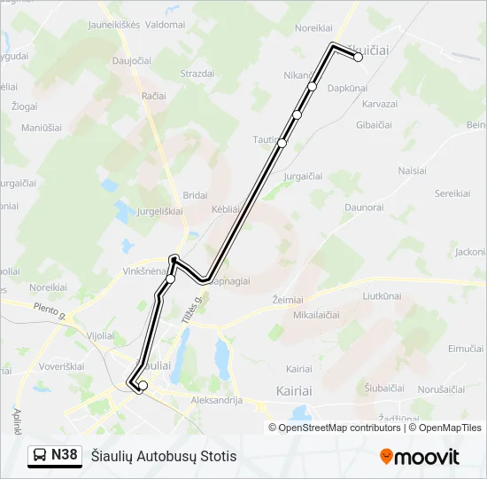 N38 Bus Line Map