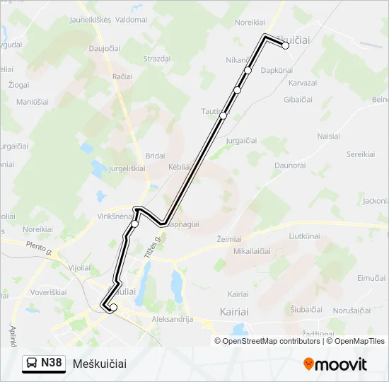 N38 Bus Line Map