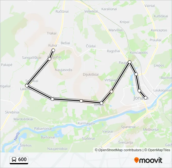 Автобус 600: карта маршрута