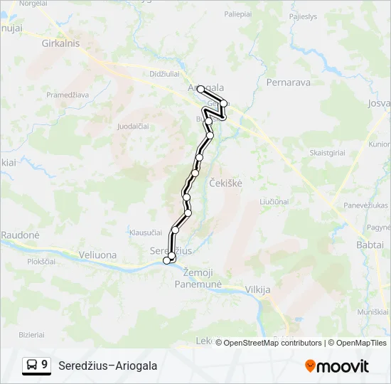 Автобус 9: карта маршрута