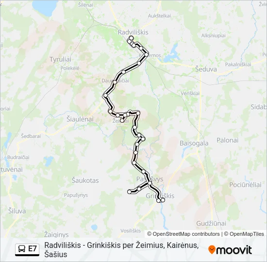E7 Bus Line Map
