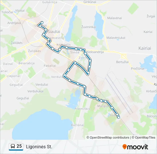 Автобус 25: карта маршрута
