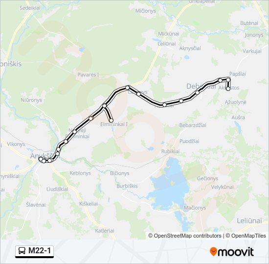 Автобус M22-1: карта маршрута