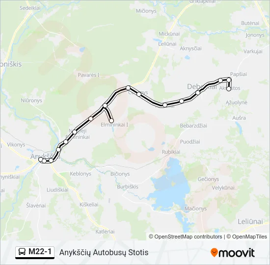 Автобус M22-1: карта маршрута