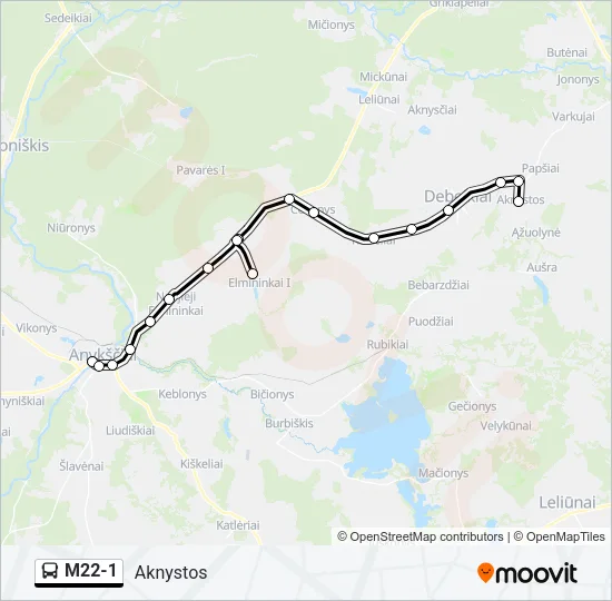 Автобус M22-1: карта маршрута