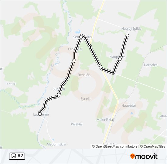 82 autobusas kelionės žemėlapis