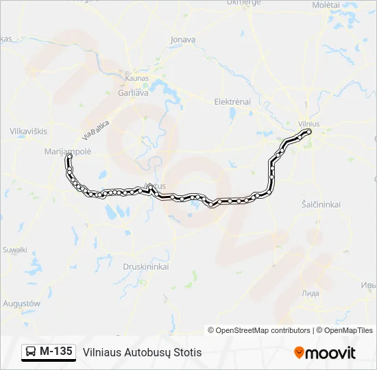 Автобус M-135: карта маршрута