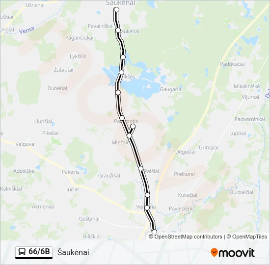 Автобус 66/6B: карта маршрута