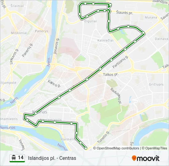 14 Trolleybus Line Map