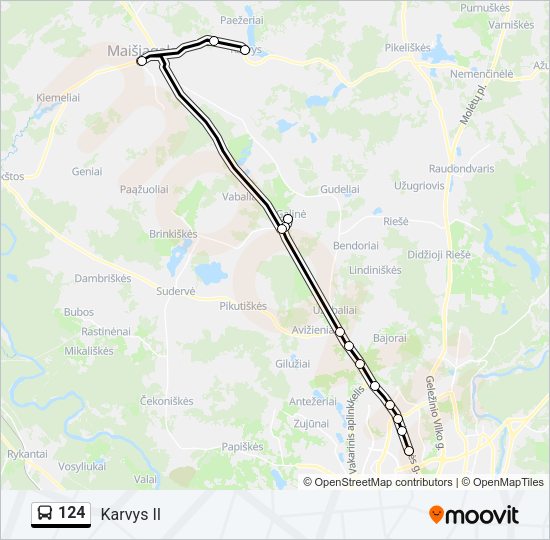 Автобус 124: карта маршрута