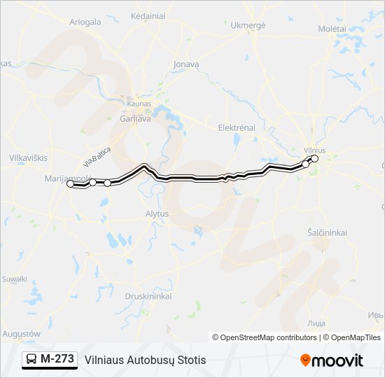 Автобус M-273: карта маршрута