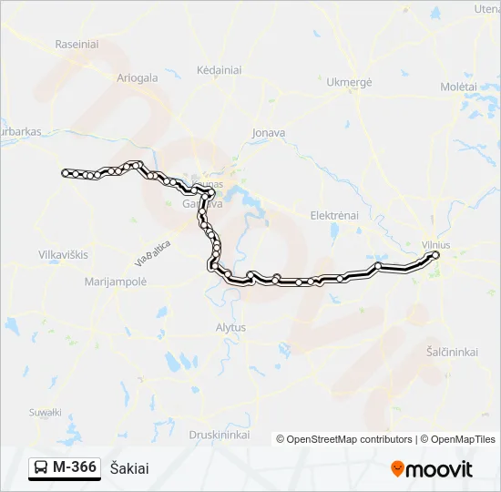 M-366 Bus Line Map