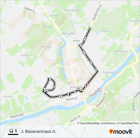 5 Bus Line Map