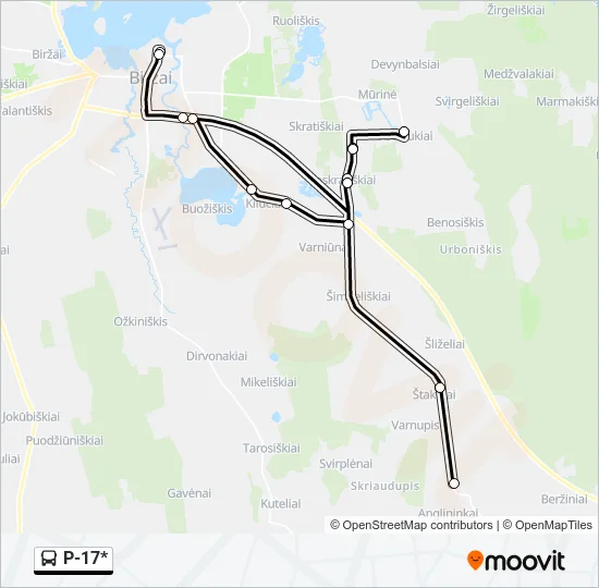 Автобус P-17*: карта маршрута