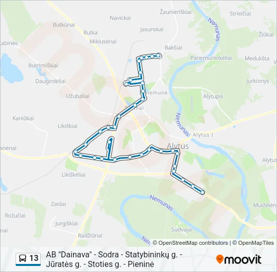13 Bus Line Map