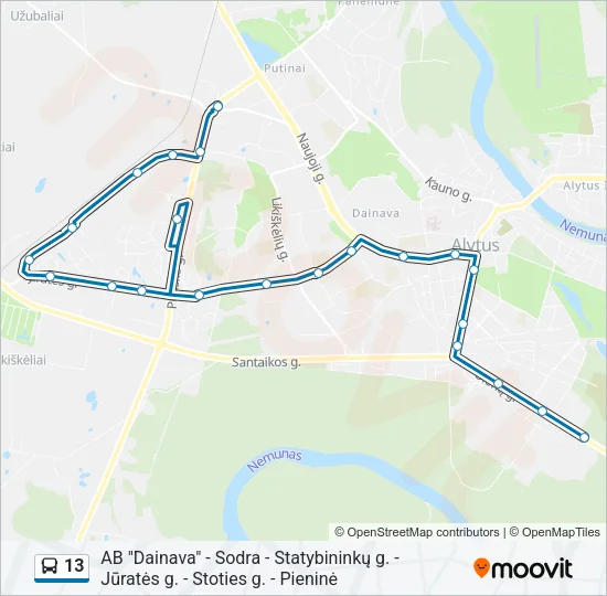 13 Bus Line Map