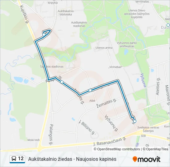 Автобус 12: карта маршрута