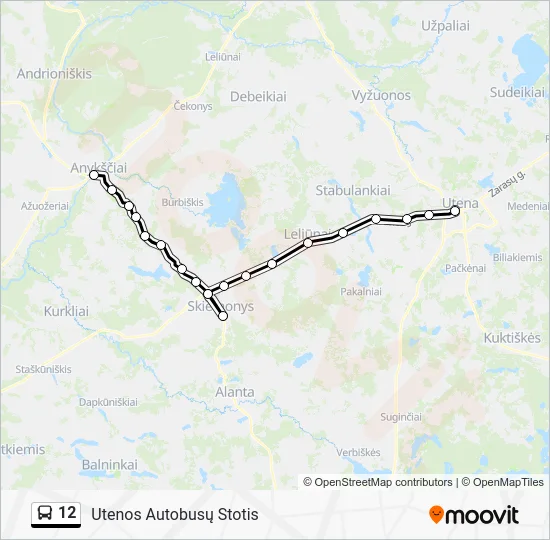 Автобус 12: карта маршрута