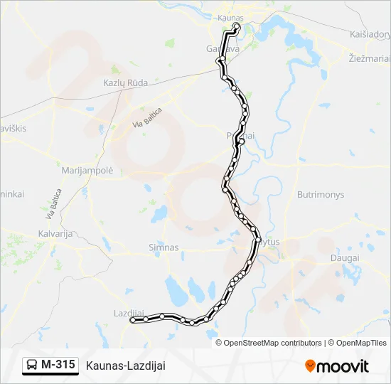 Автобус M-315: карта маршрута