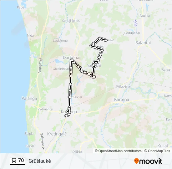 70 Bus Line Map