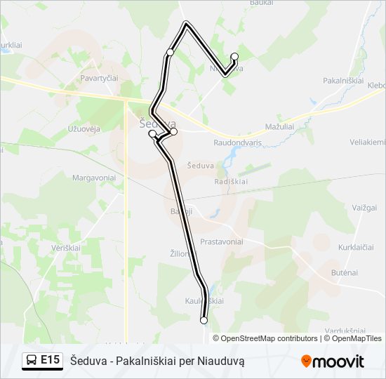 Автобус E15: карта маршрута