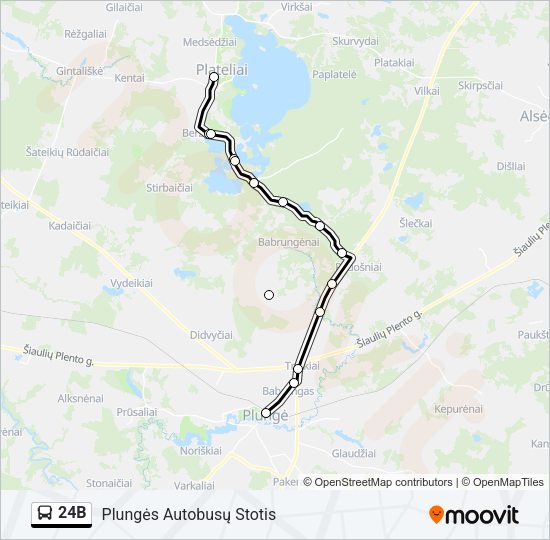 Автобус 24B: карта маршрута
